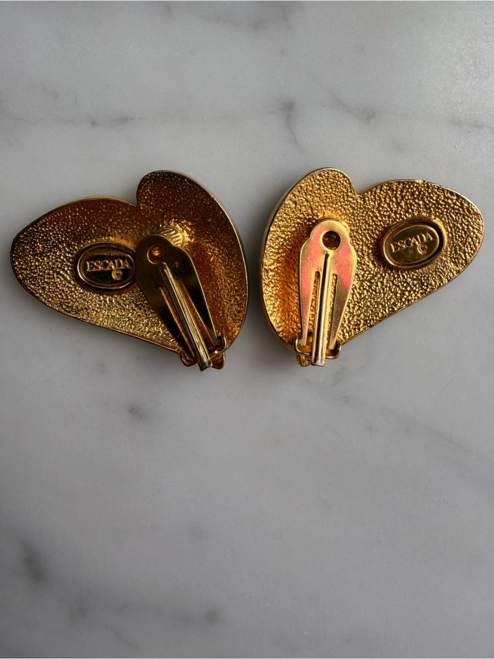 Escada Cream and Black Heart Earrings - Picture 3 of 4